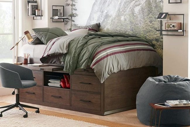 Dark Walnut Storage Bed