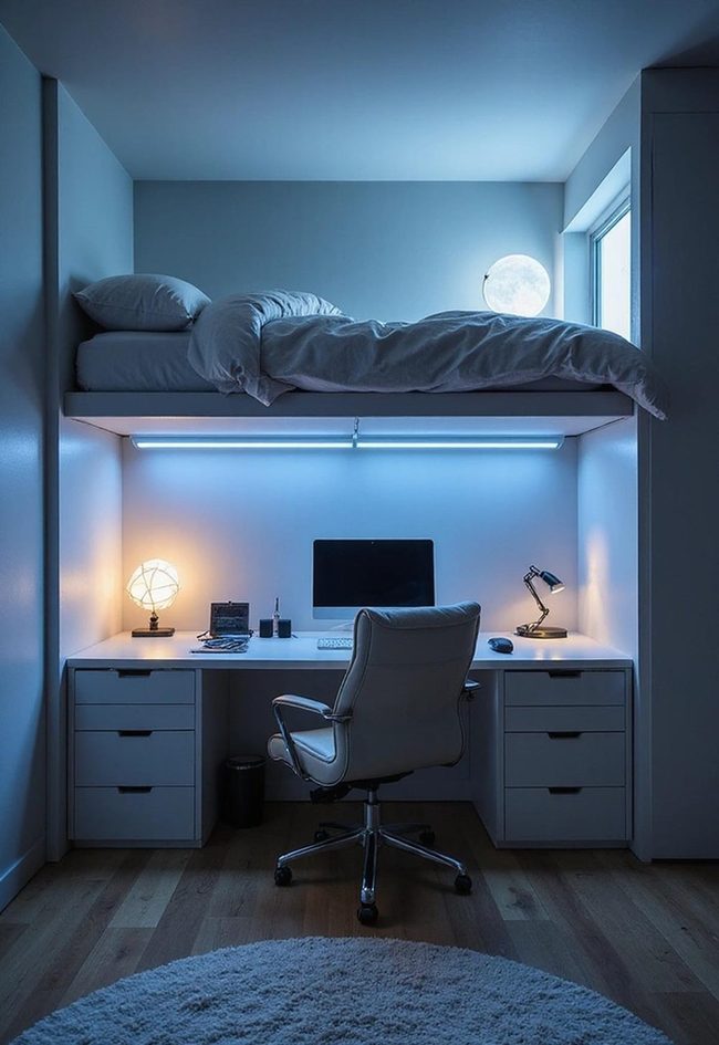 Bronze Loft Bed With Integrated Tech