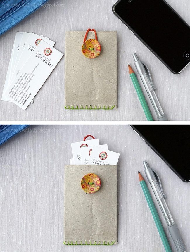 Floral Button Paper Pouch