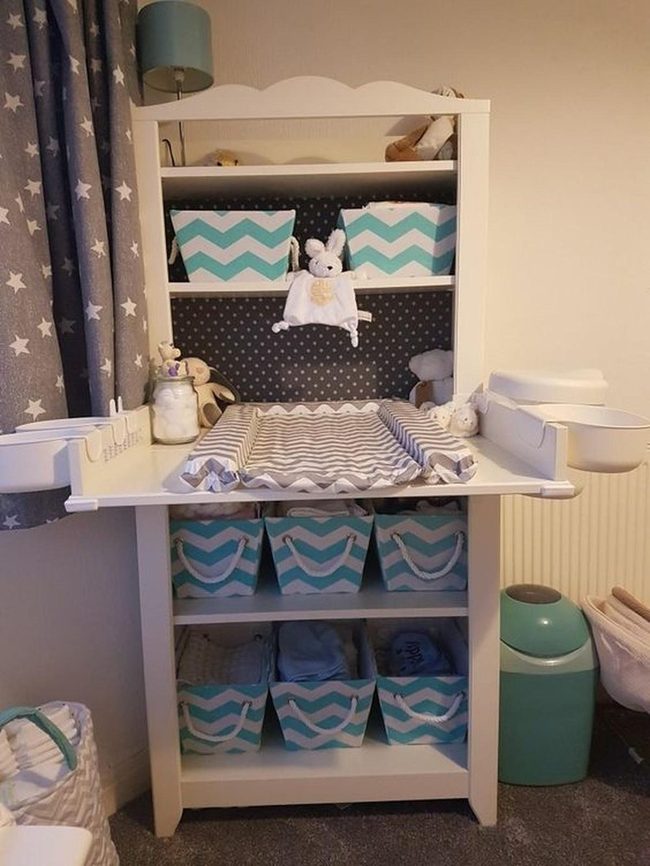 White And Blue Geometric Nursery