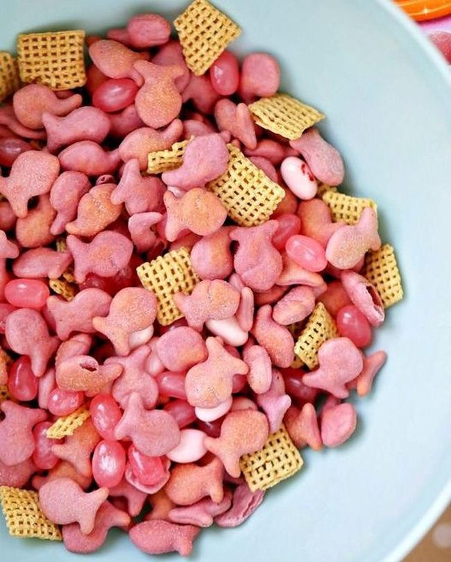 Pink Crackers, Red Jelly, Blue Bowl