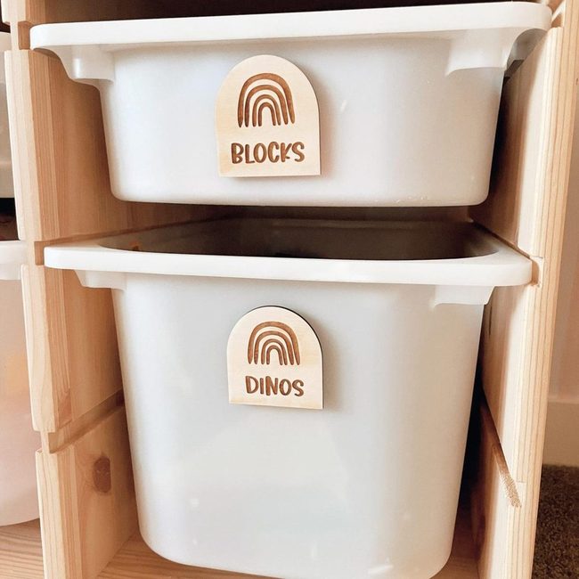 Pastel Bins Natural Wood Organization
