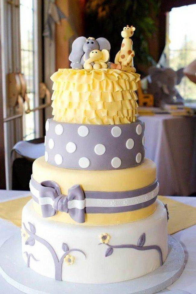 Yellow Ruffles Animal Cake