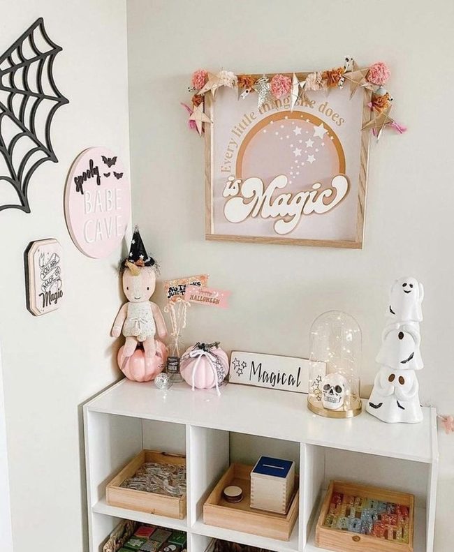 Pastel Pink Halloween Shelf