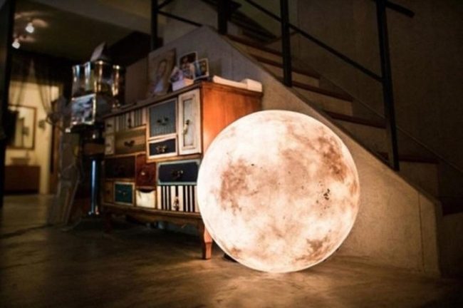 Concrete Moon With Colorful Drawers