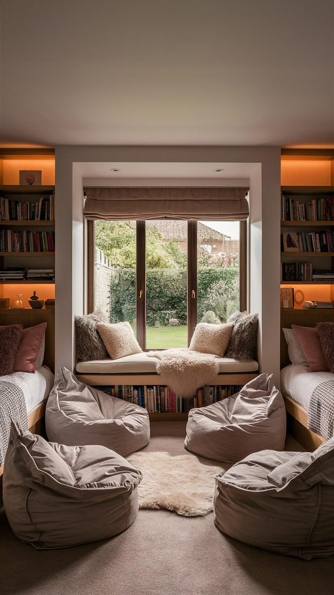 Pillow-Lined Corner with Books
