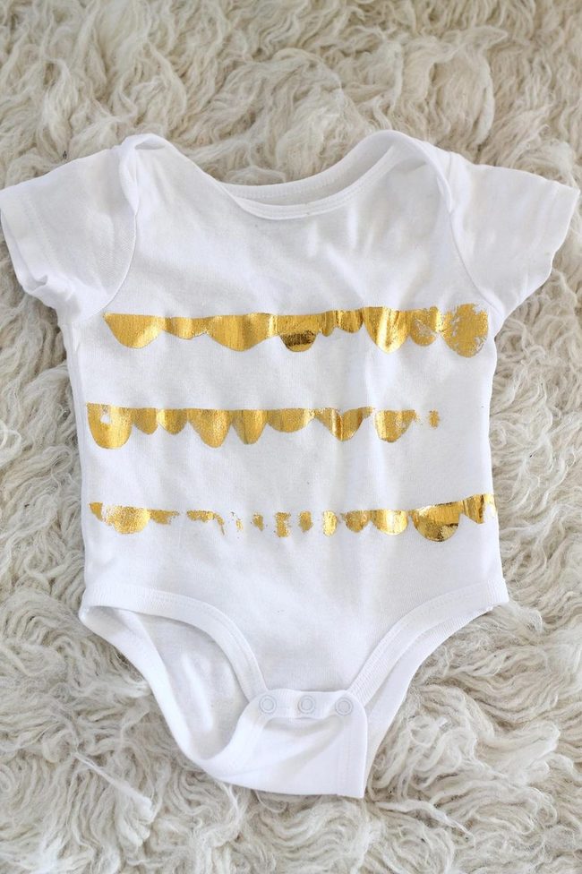Gold Stripes On White Cotton