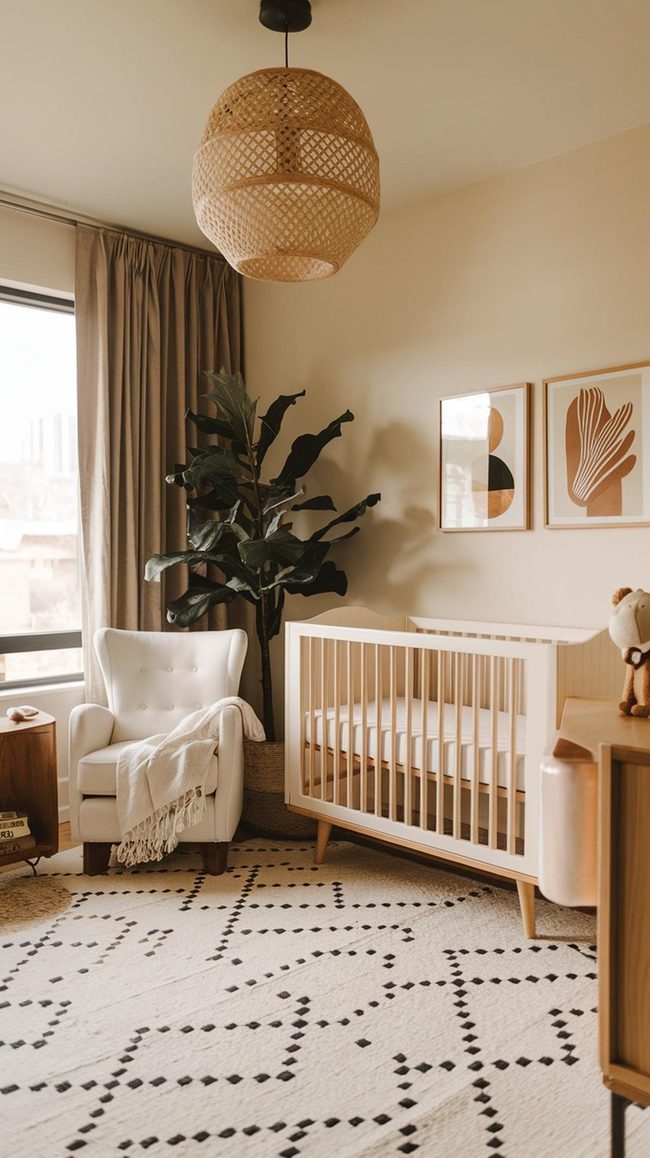 Woven Pendant Lights Above Crib
