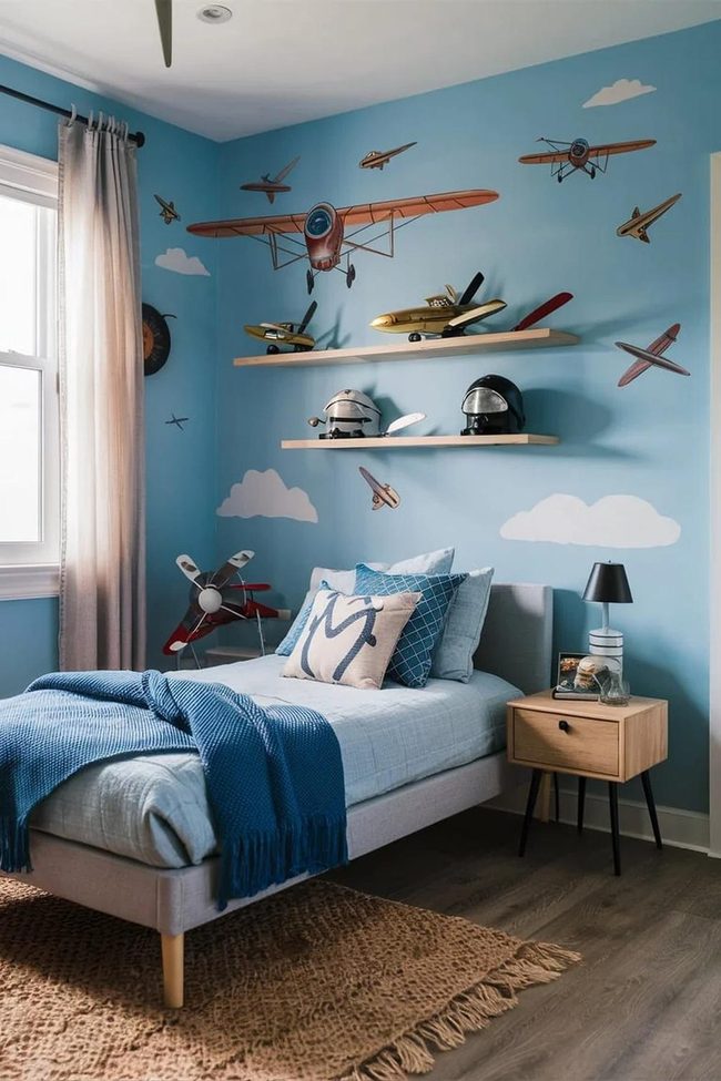 Sky Blue Vintage Propeller Sleeping Zone
