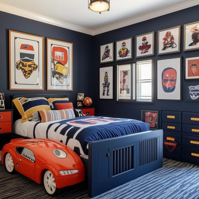 Navy Walls, Champion Posters, Victory Bedding