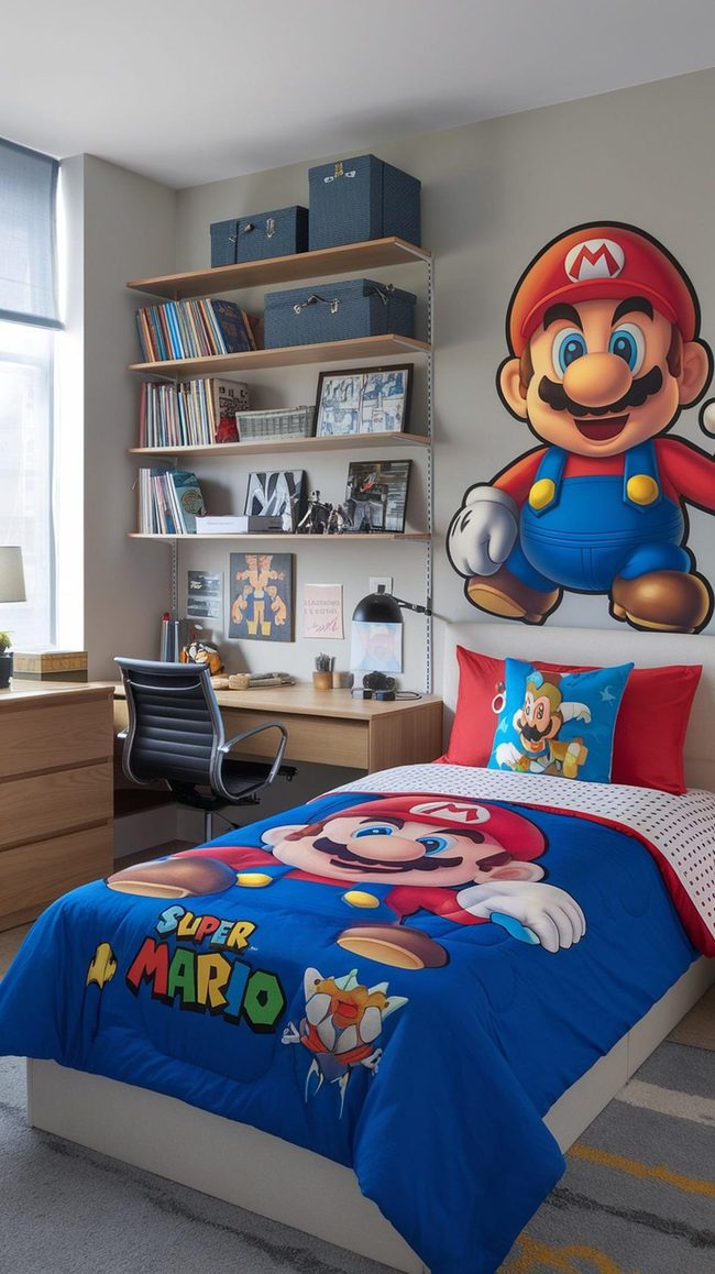 Super Mario Comforter and Character Pillows