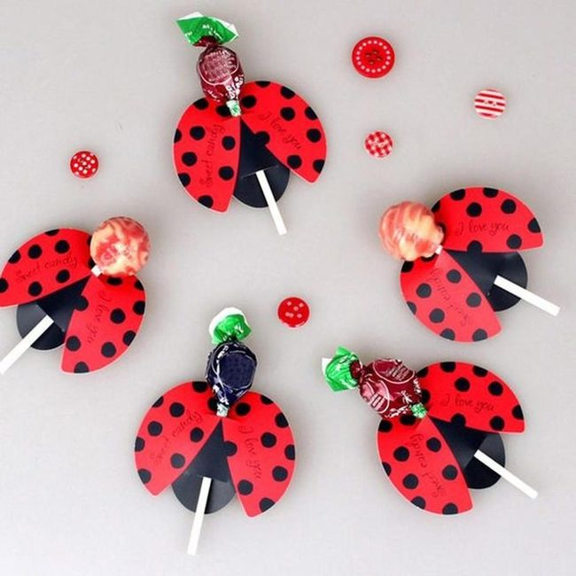 Red Ladybugs With Lollipop Wings