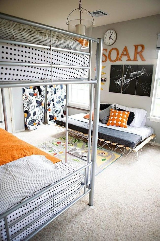 Orange Bursts In White Kids Room