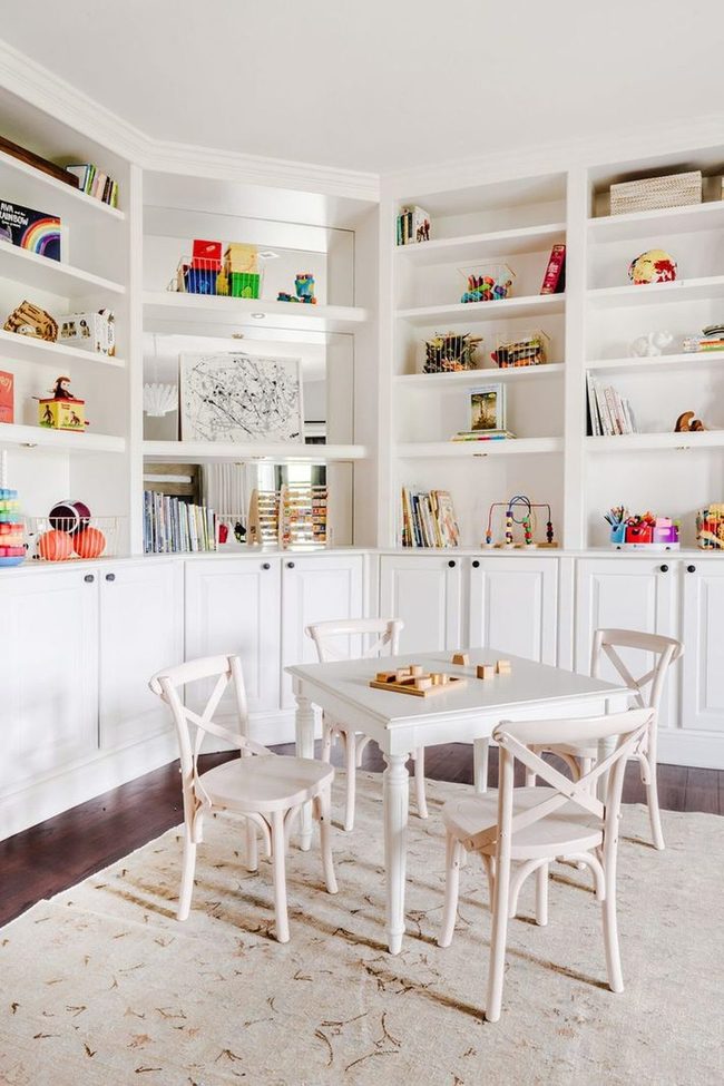Organized White Shelving Walls