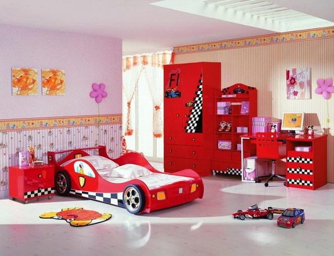 Red Racing Bedroom For Kids