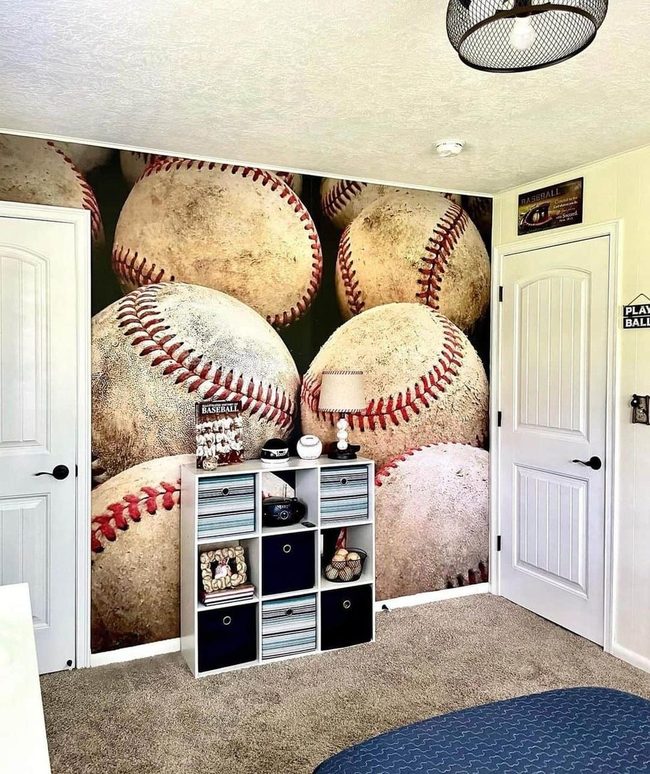 Baseball Mural Blue Storage