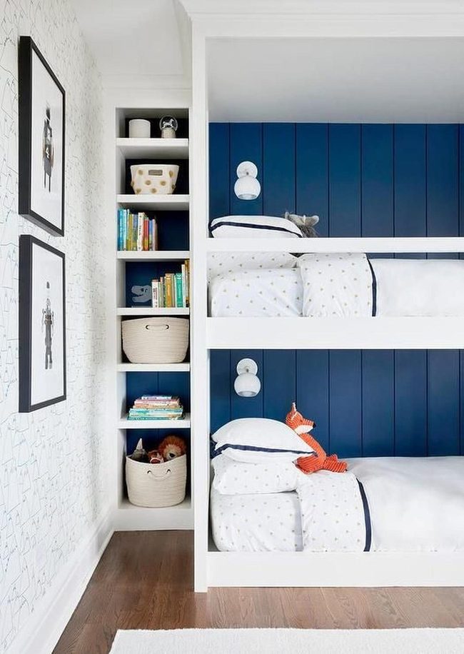 Navy Blue Bedroom With Red Fox