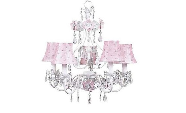 Soft Pink Crystal Flower Chandelier