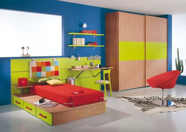 Blue Walls Bold Storage Space
