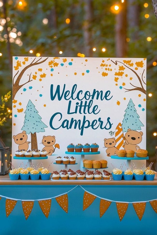Blue Orange Woodland Camping Aesthetic
