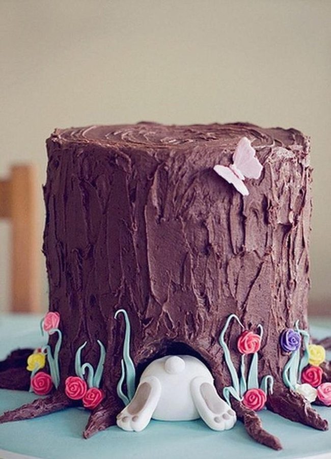Chocolate Bark Cake With Bunny Surprise