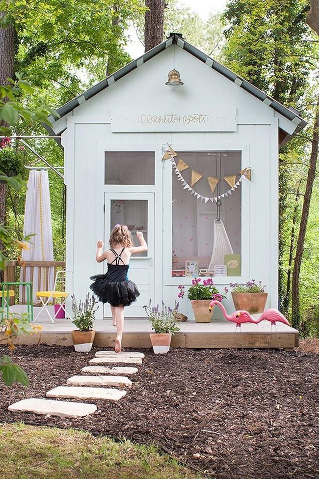 White Playhouse Pink Flamingo Paradise