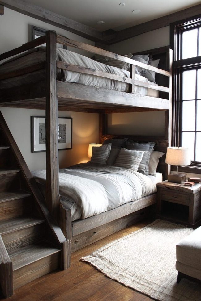 Black Steel Framework Loft Bunk