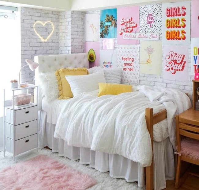 Bold Posters Against Faux Brick