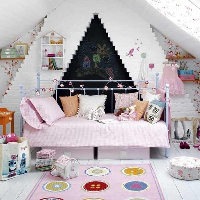 Pink Gingham Attic Bedroom
