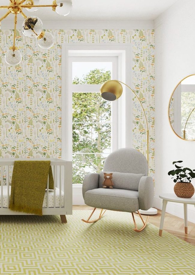 Neutral Nursery With Crystal Chandelier