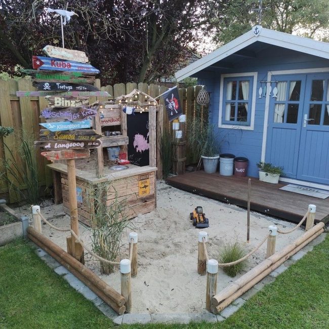 Wooden Boat Sandbox