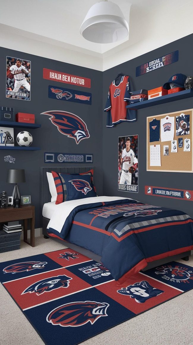 Team Colors and Memorabilia Bedroom