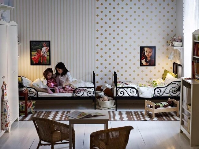 Black Beds, Gold Polka Stripes