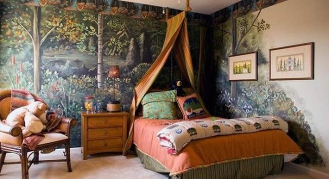 Woodland Canopy With Orange Warmth