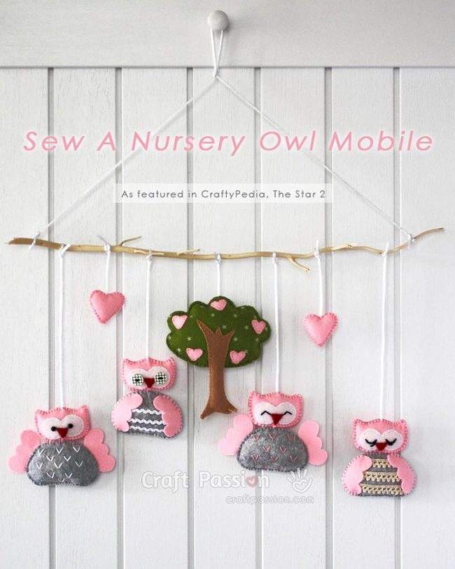 Felt Owls Pink Mobile
