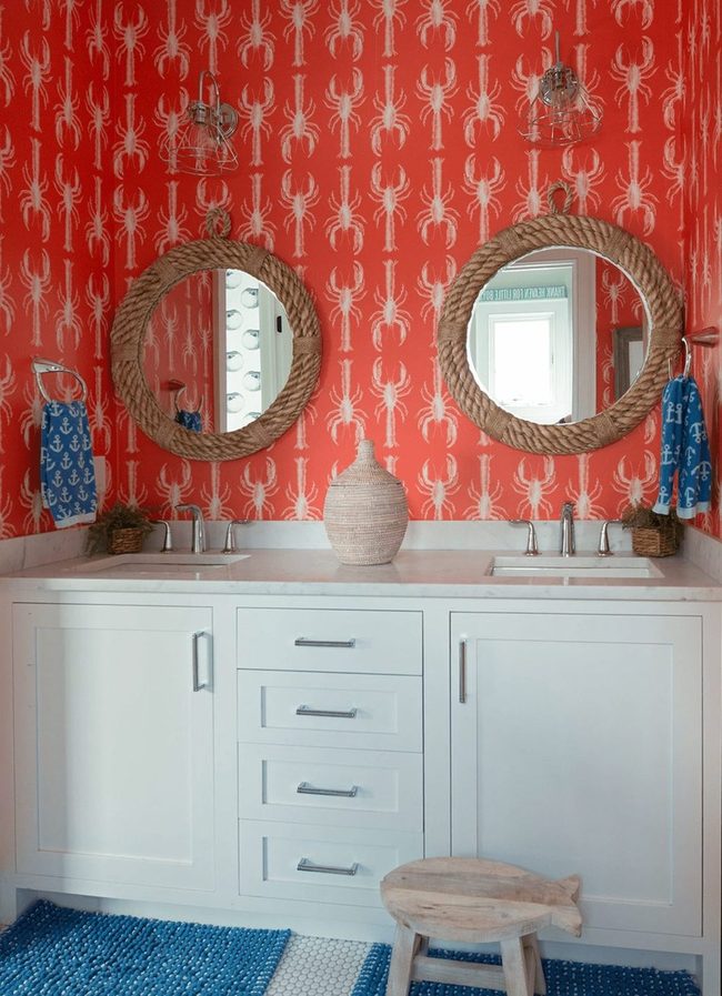 Lobster Red Coastal Bathroom Charm