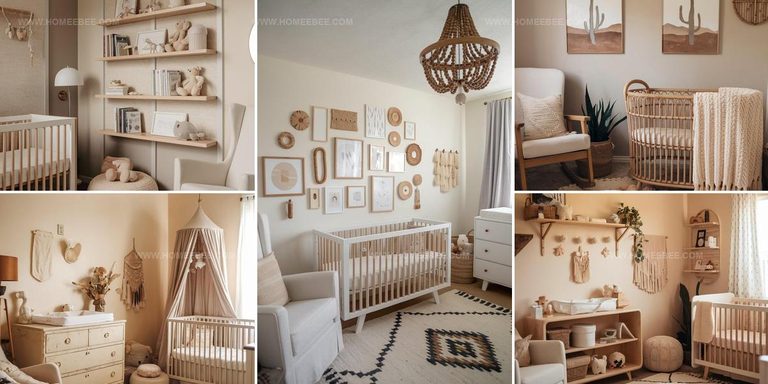 9536582 Neutral Boho Nursery Interior Ideas