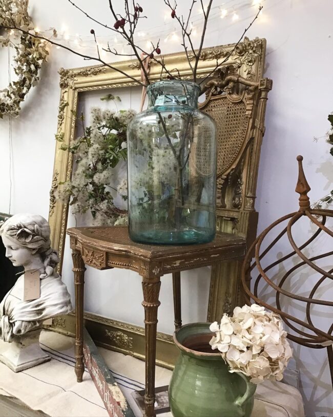 Charming Antique Frames with Glass Vase