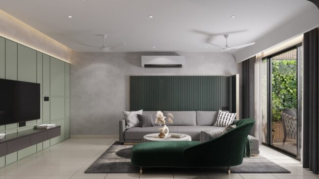 Sophisticated Grey Sofa with Streamlined Design