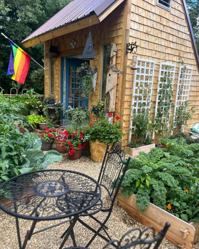 Charming Garden Shed Surrounded by Lush Green