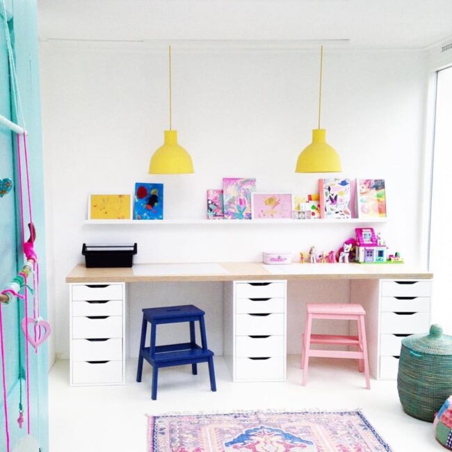 Vibrant Faces and Shared Space in a Duo Desk