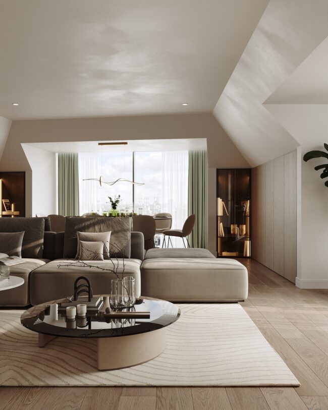 Chic Grey Sofa in Bright Space