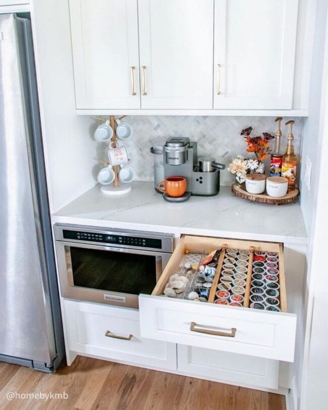 Smart Coffee Station with Concealed Storage