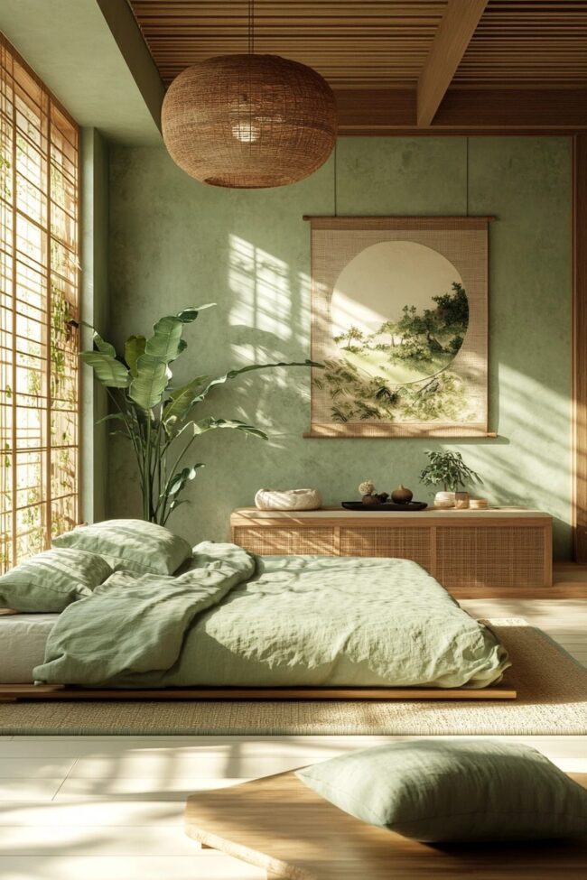 Tranquil Green Tea Relaxation Space