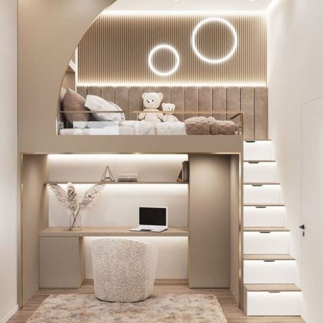 Stylish Bunk Bed with Study Space