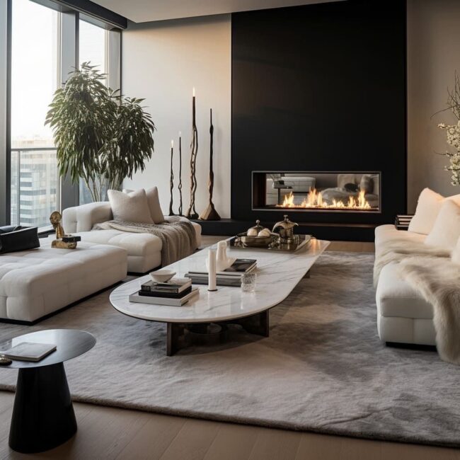 Chic Monochrome with Striking Green Accent