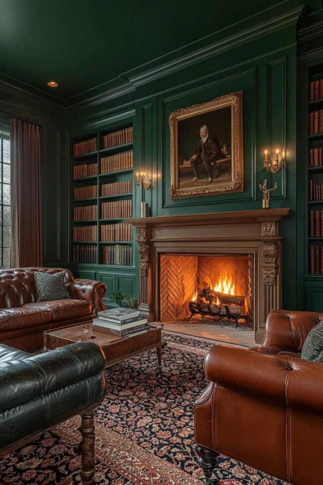 Emerald Library with Intricate Details