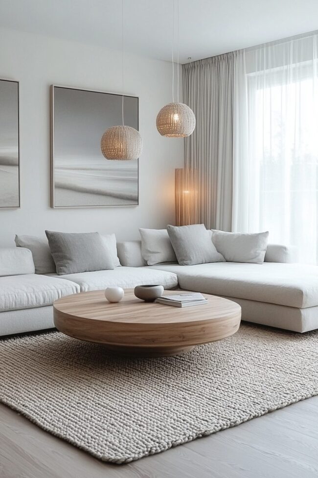 Tranquil Gray Sanctuary with Wood Accents