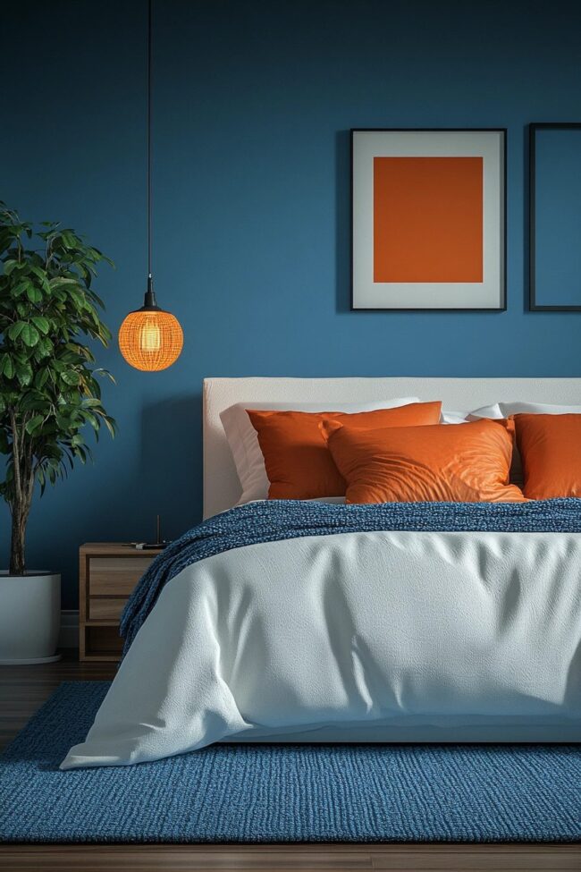 Dynamic Color-Blocked Bedroom Design