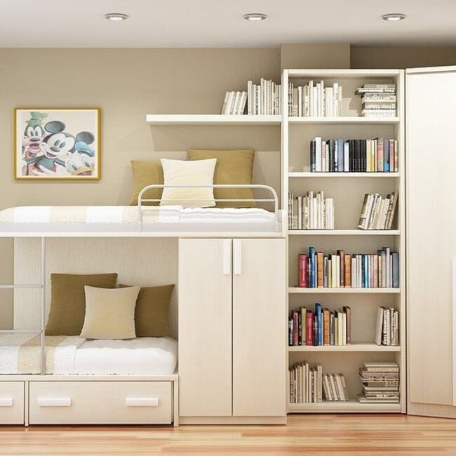 Bunk Bed with Built-In Library Features